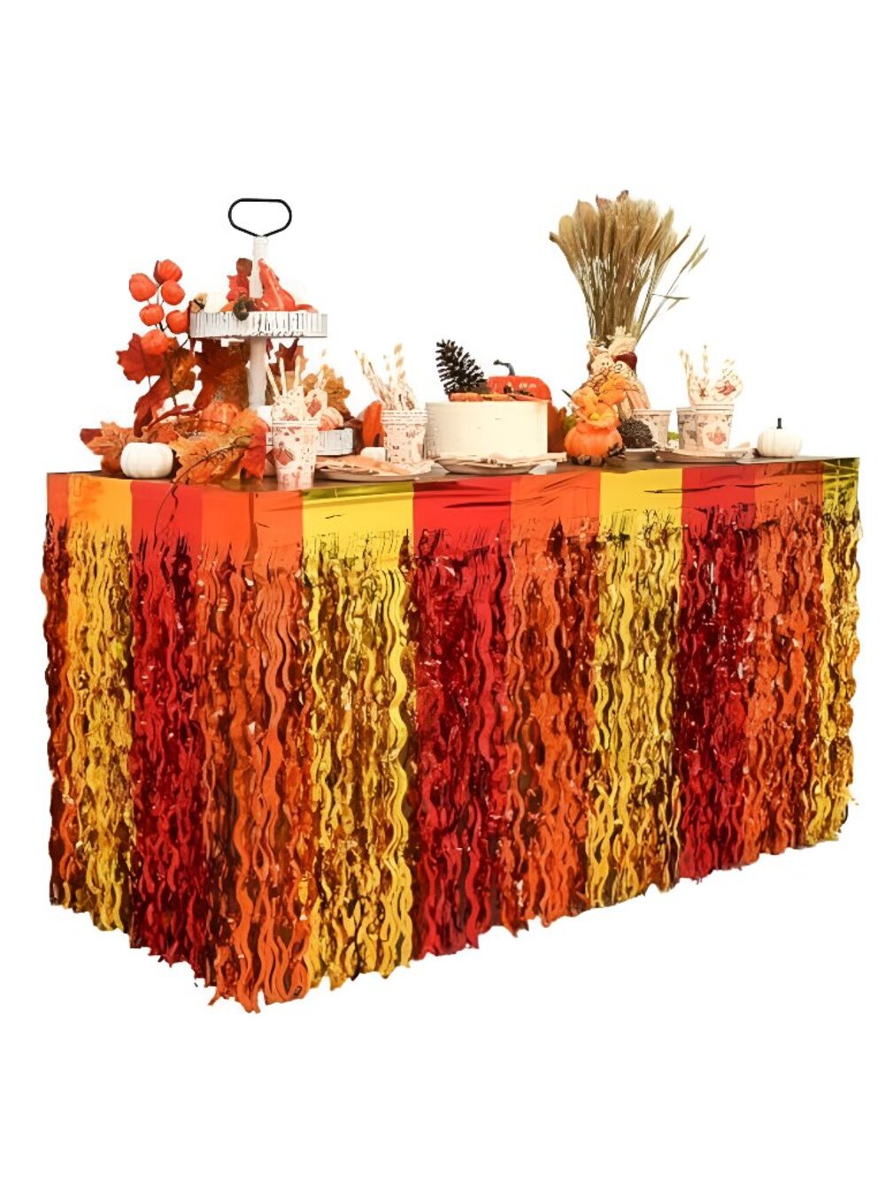 Mega-L Fall Party Decorations, 2 Pack Red Orange Gold Table Skirts